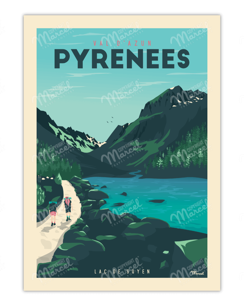 Affiche PYRENEES "Val d'Azun - Lac de Suyen"