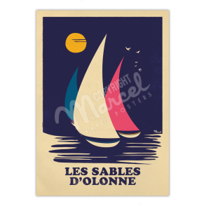 Affiche LES SABLES D'OLONNE "Rétro Sailing"