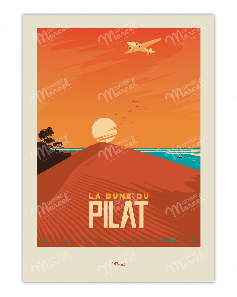 Affiche de la Dune du Pilat du Bassin d'Arcachon par Marcel Travel Posters