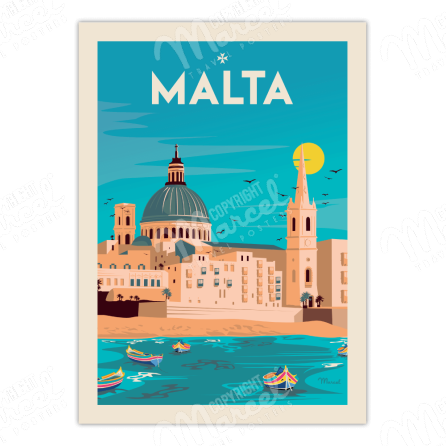Poster-Malta-souvenir-from-Valletta