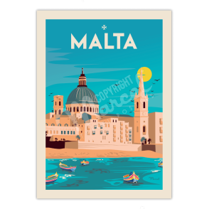 Poster-Malta-souvenir-from-Valletta