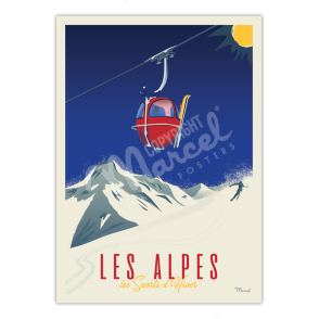 Affiche LES ALPES "La Télécabine"