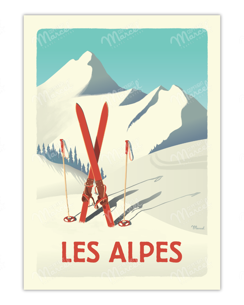 Poster THE ALPS "The Red Skis"
