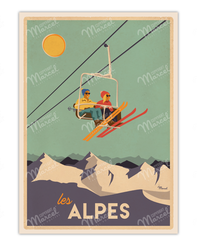 Affiche CLASSICS WINTER "ALPES - Le Télésiège