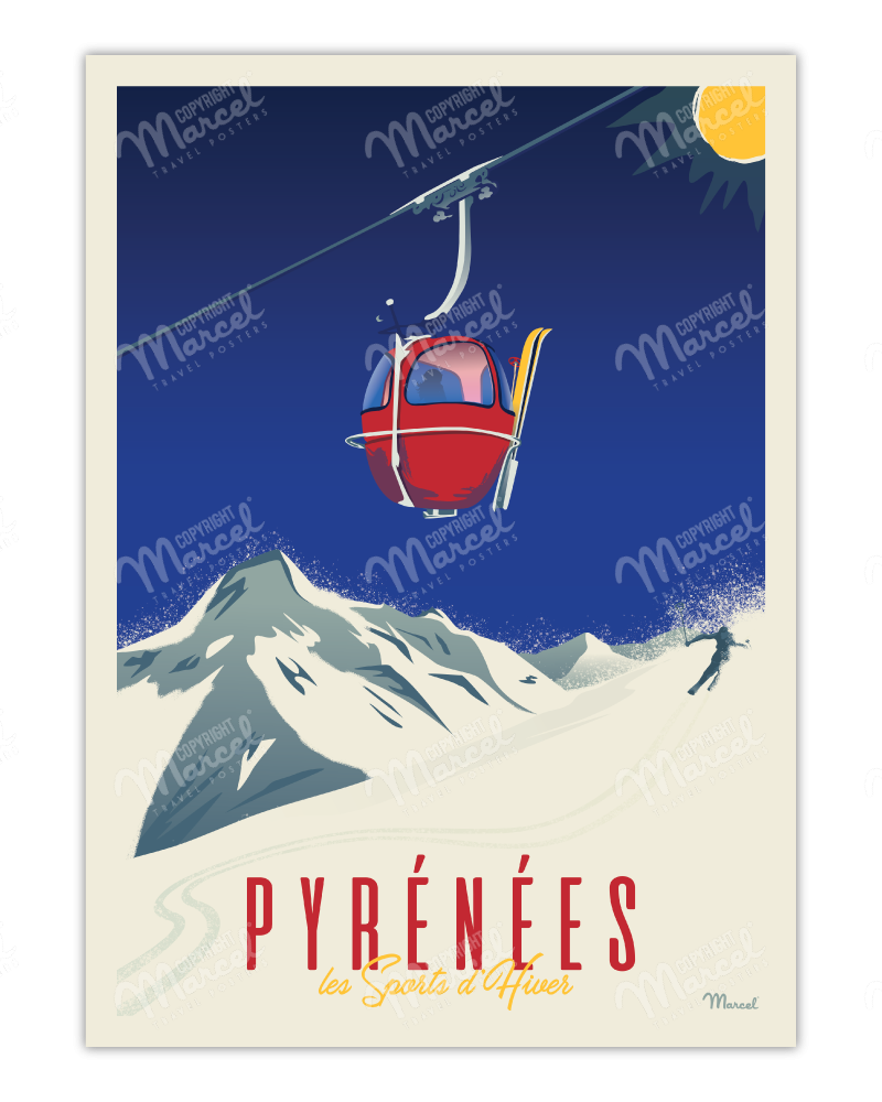 Poster PYRENEES "Gondola Lift"