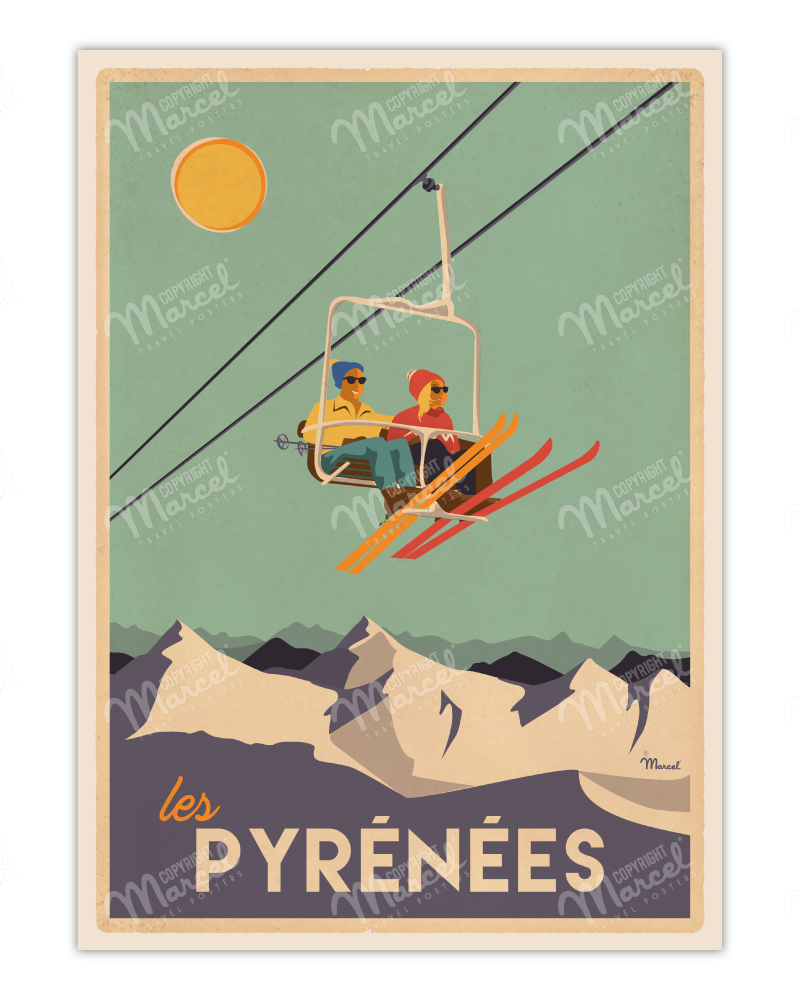 Poster PYRENEES " The Chairlift "