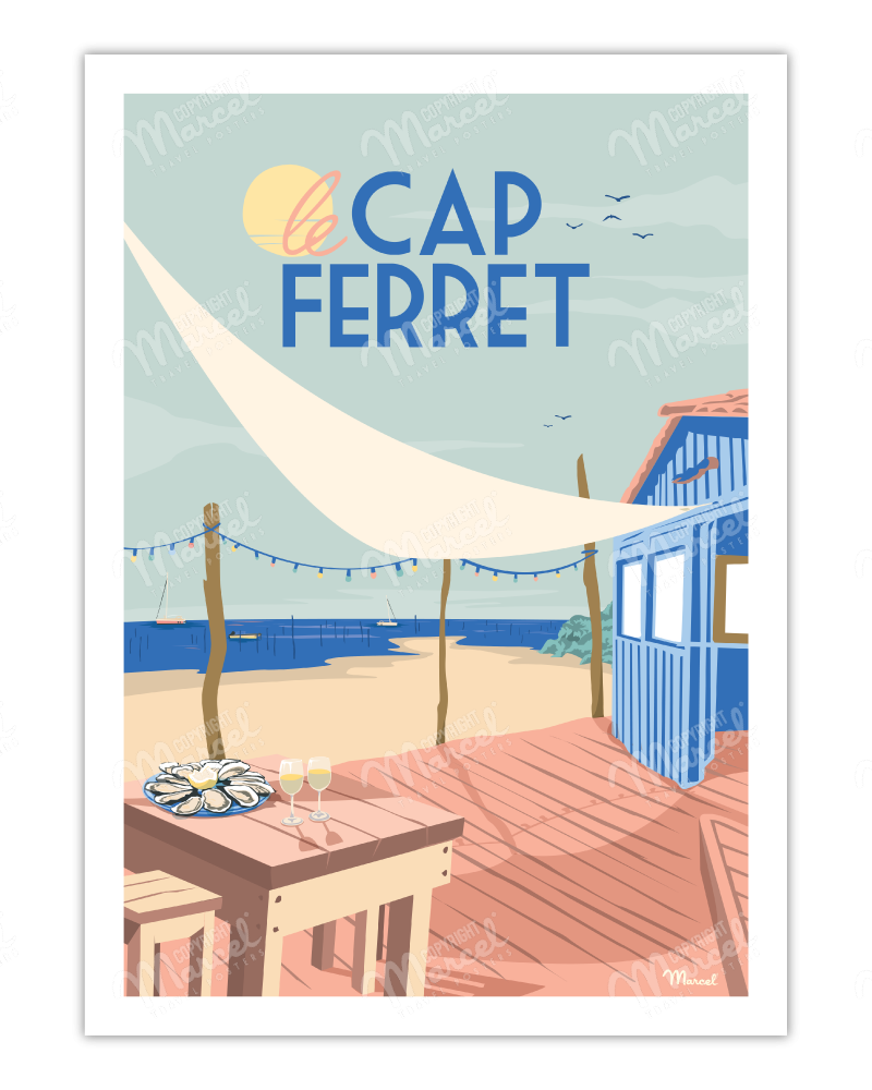 Affiche CAP FERRET "Cabane à Huîtres"