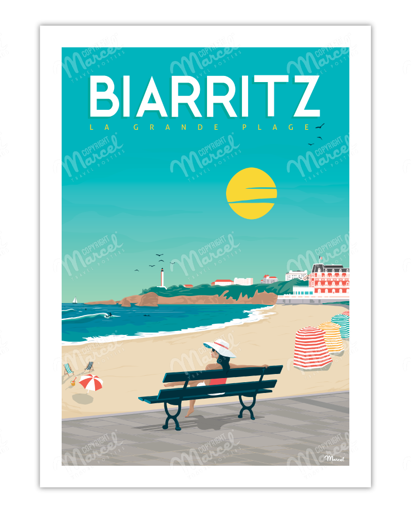 Affiche Biarritz "Vacances à la Grande Plage"