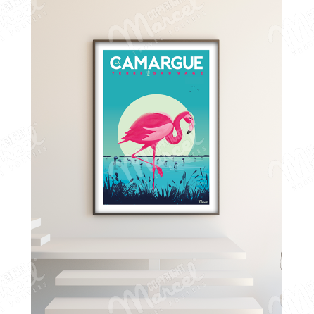 Affiche-LA-CAMARGUE-Flamingos