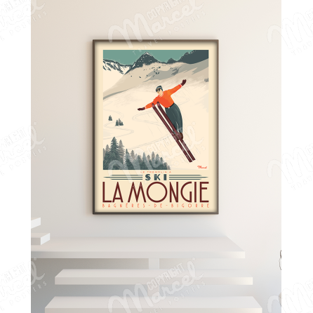 Affiche LA MONGIE "Tremplin à ski"
