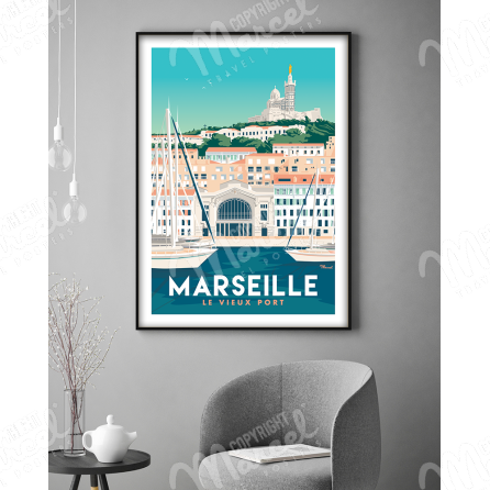 Affiche MARSEILLE "Le Vieux Port"