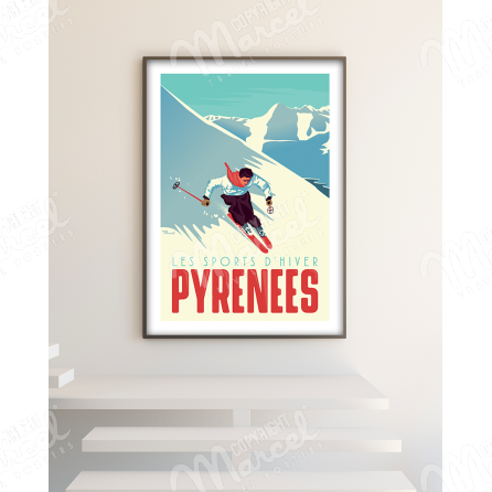 Affiche PYRENEES "Le Skieur"