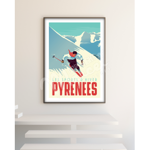 Affiche PYRENEES "Le Skieur"