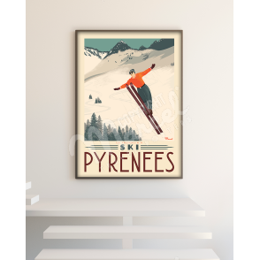 Poster PYRENEES "Ski Jump"