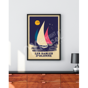 Affiche LES SABLES D'OLONNE "Rétro Sailing"