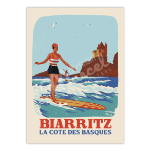 Affiche Biarritz " Retrosurf - Côte des Basques "