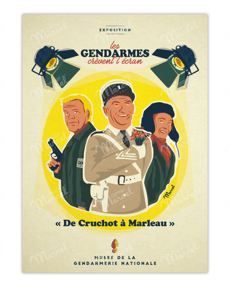 Poster " Les Gendarmes shine on the screen "