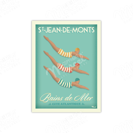 Poster SAINT-JEAN-DE-MONTS "Sea Bathings"