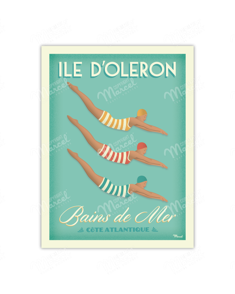 Affiche BAINS DE MER " Île d’Oléron "