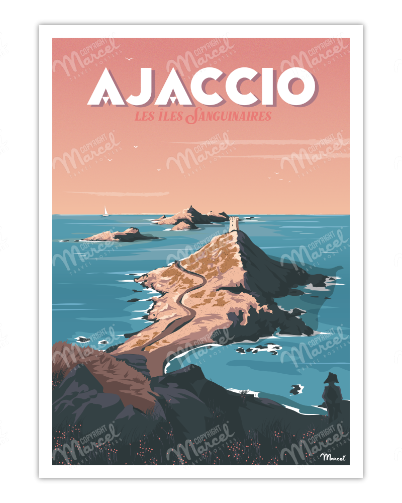 Affiche AJACCIO " Les Îles Sanguinaires "