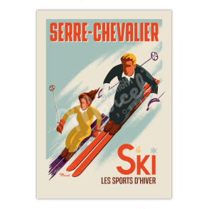 Affiche SERRE CHEVALIER «Les Skieurs»