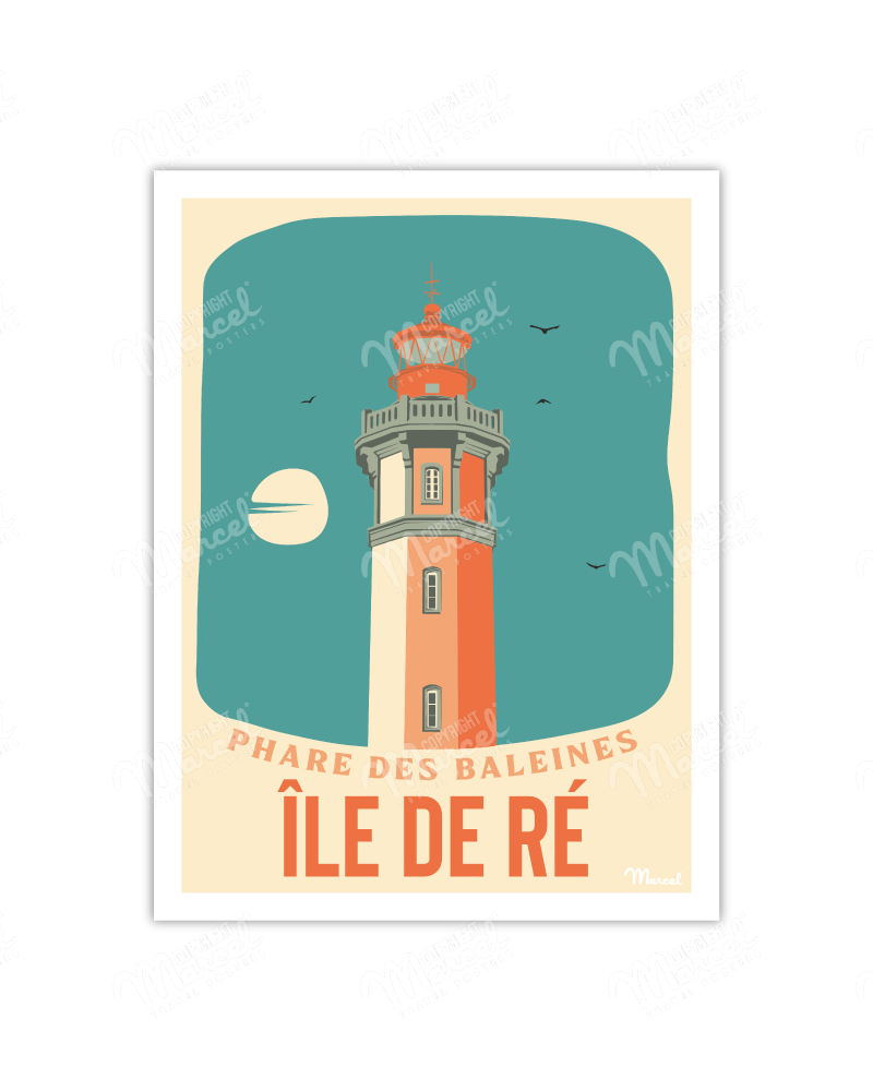 Poster ILE DE RÉ "Phare des Baleines"