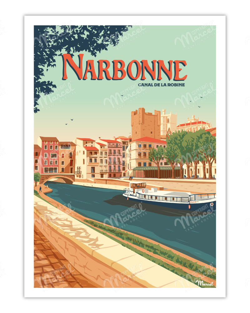 Poster NARBONNE ''Le Canal de la Robine''