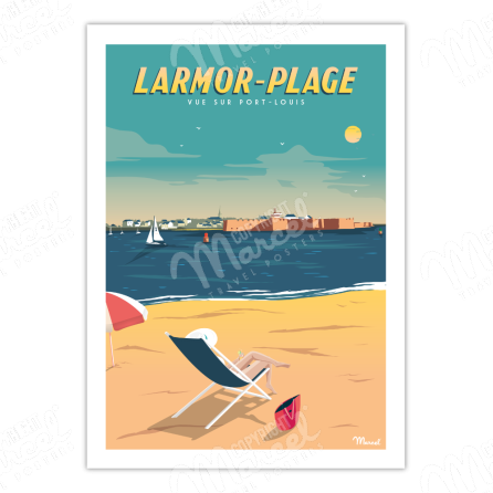 Poster LARMOR-PLAGE "View of Port-Louis"