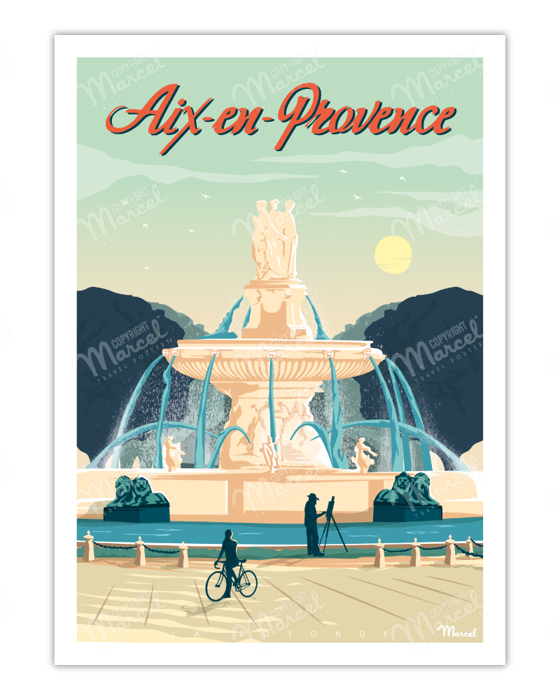 Affiche AIX-EN-PROVENCE "La Rotonde"
