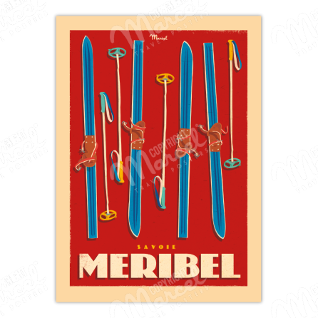 Affiche MERIBEL "Skis Set"