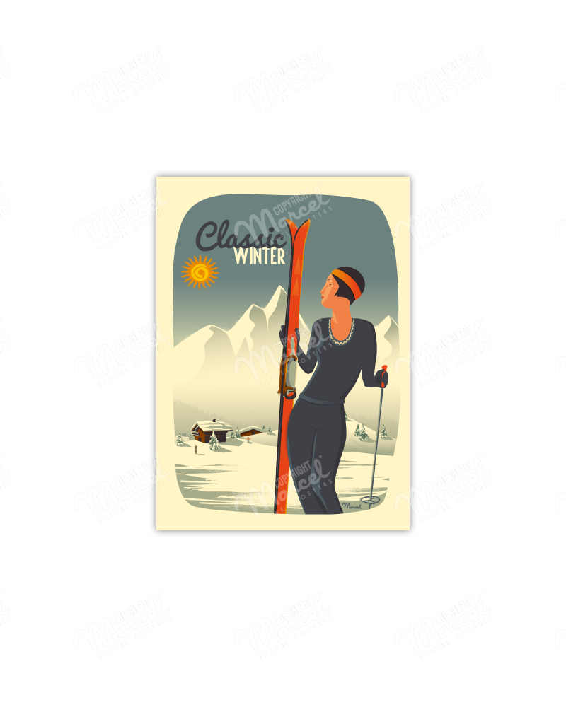 Postcard "Lady Ski"