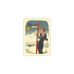 Carte Postale "Lady Ski"
