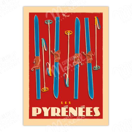 Poster THE PYRENEES "Skis Set"