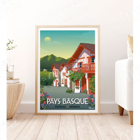 Affiche PAYS BASQUE "Village Basque"