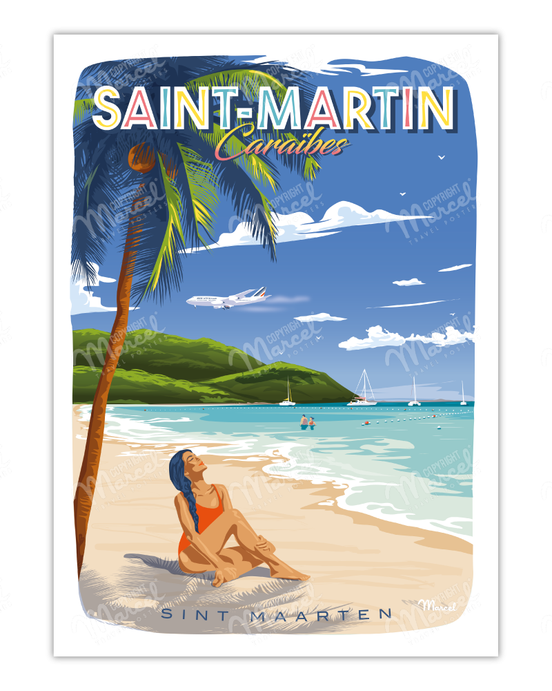 Affiche SAINT-MARTIN "Caraïbes"