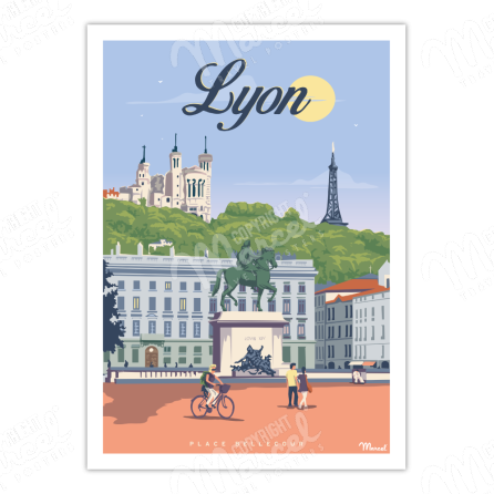 Affiche LYON "Place Bellecour"