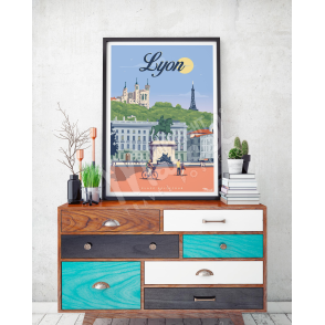 Affiche LYON "Place Bellecour"