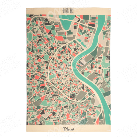 Tea Towel Léoni BORDEAUX "Mozaic Map"