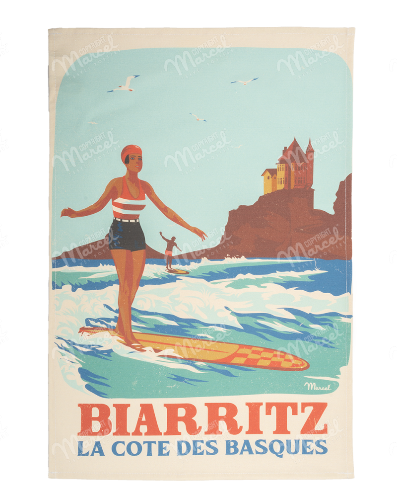 Tea Towel Léoni BIARRITZ "Rétro Surf"