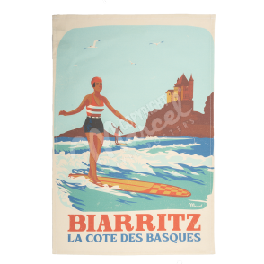 Tea Towel Léoni BIARRITZ "Rétro Surf"