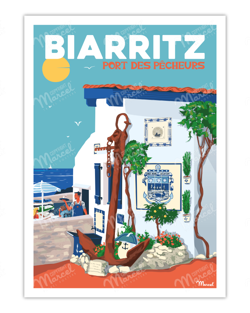Affiche BIARRITZ "Port des Pêcheurs"