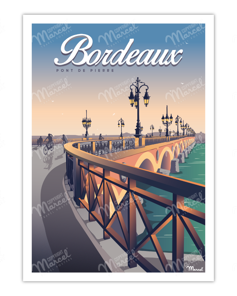 Affiche BORDEAUX "Pont de Pierre"