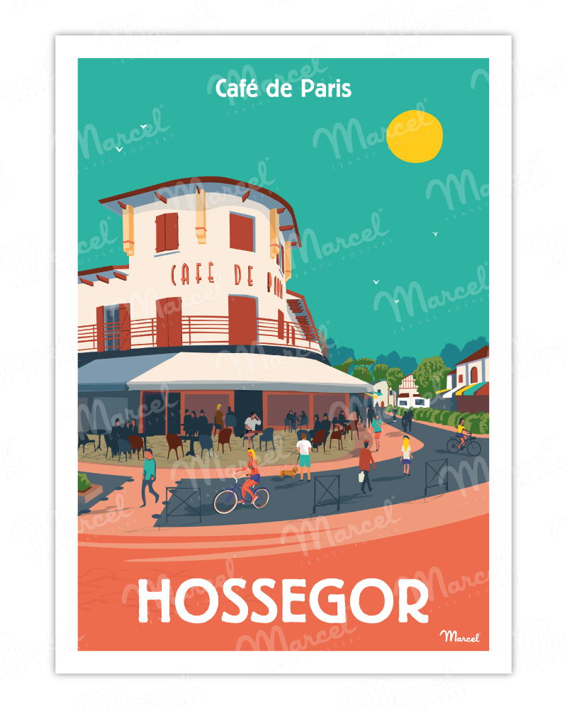 Affiche HOSSEGOR "Café de Paris"