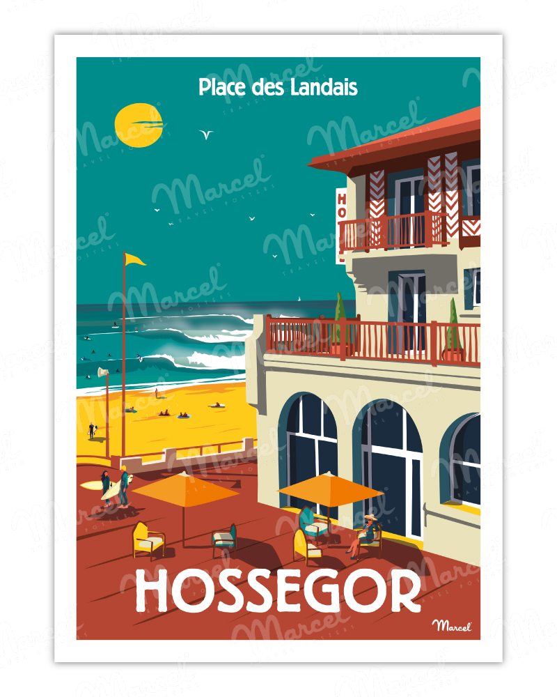 Poster HOSSEGOR "Place des Landais"