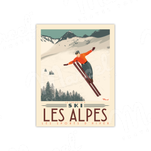 Poster LES ALPES "Tremplin à ski"