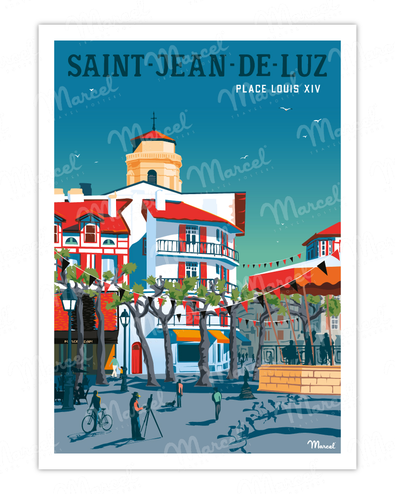 Affiche SAINT-JEAN-DE-LUZ "Place Louis XIV"