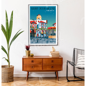 Affiche SAINT-JEAN-DE-LUZ "Place Louis XIV"