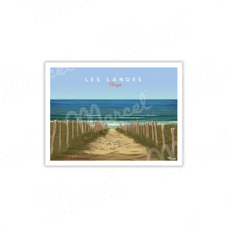 Carte Postale LES LANDES "La Plage" A5