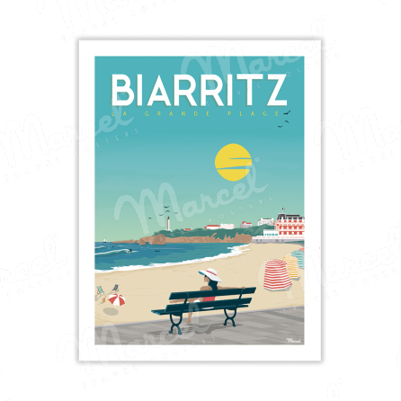 Carte Postale BIARRITZ "Vacances à la Grande Plage" A5