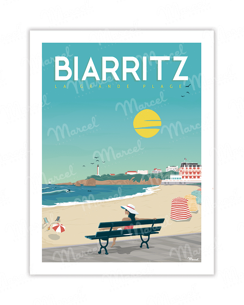 Carte Postale BIARRITZ "Vacances à la Grande Plage" A5